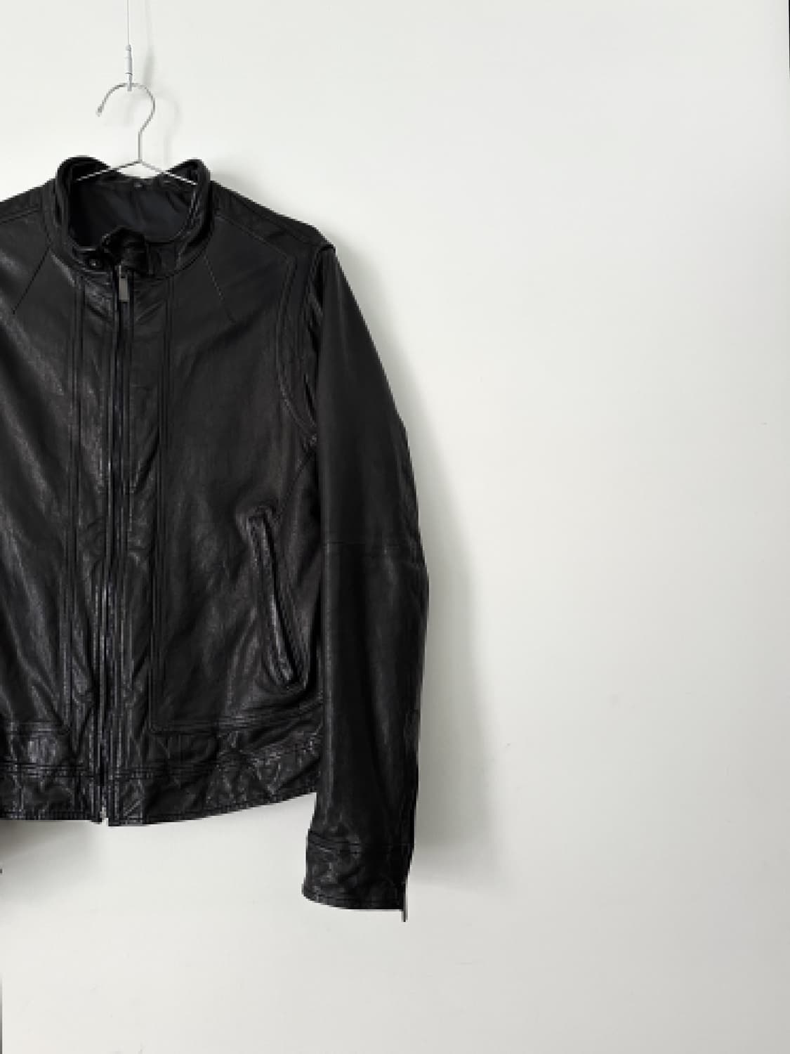 Basic loose lamb skins leather jacket /  상품이미지6