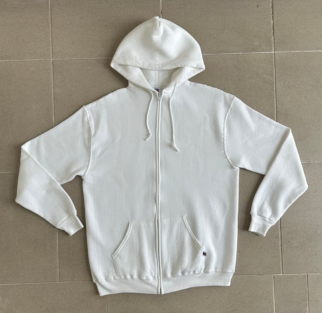 80s 빈티지 러셀 후드집업 화이트 XL USA 상품이미지1
