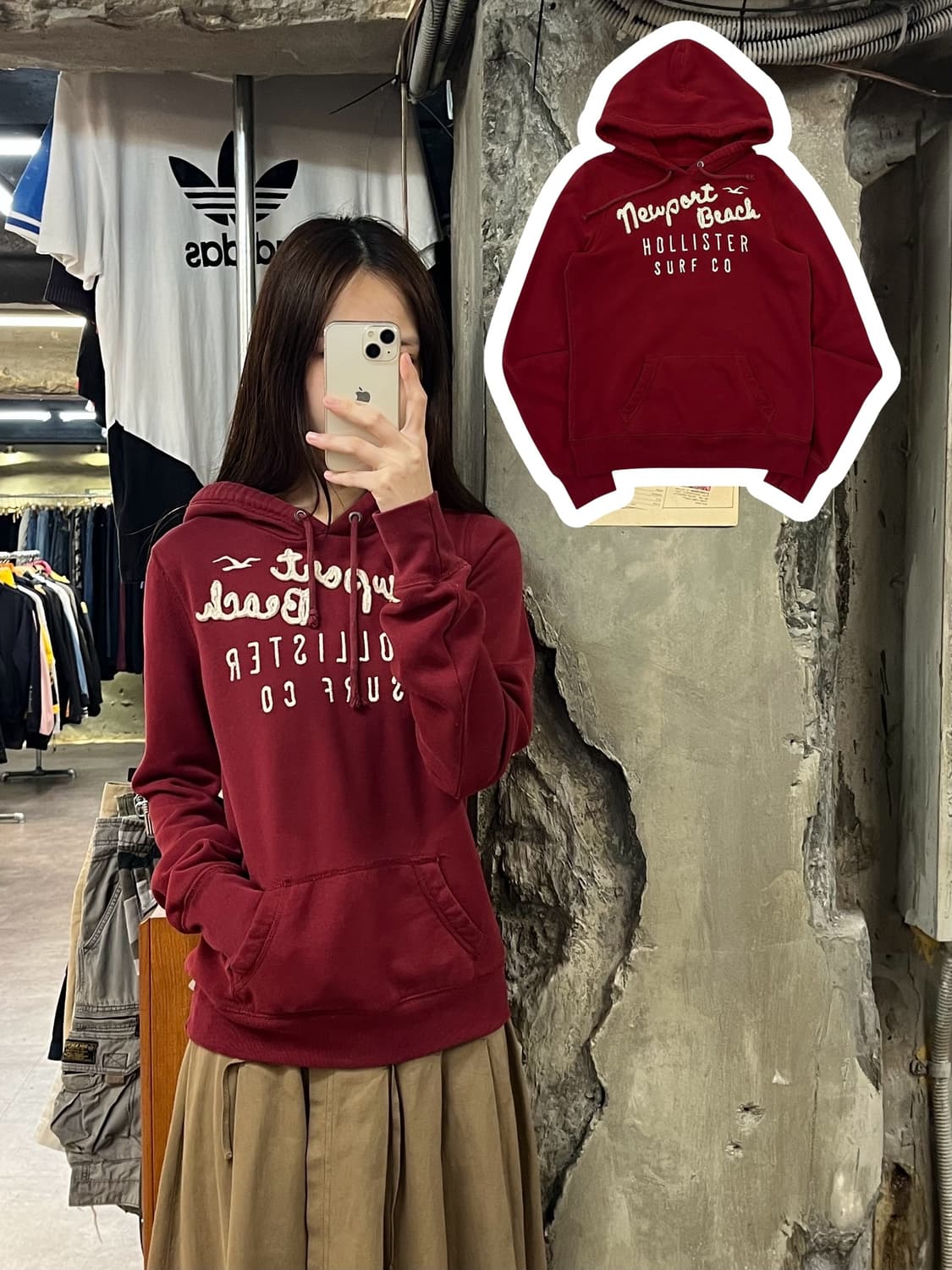 홀리스터 후드티 버건디 M #csz919 상품이미지1