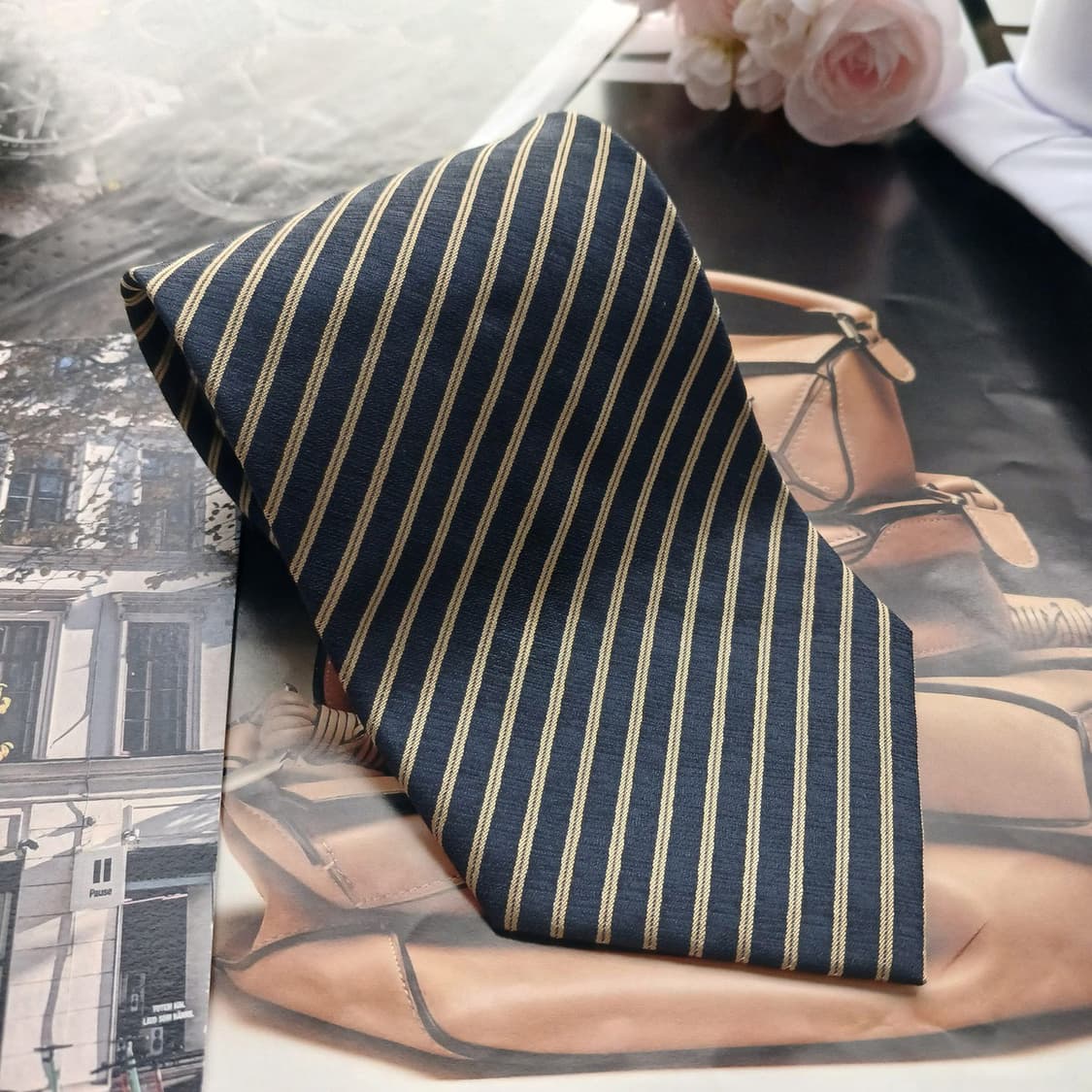 아쿠아스큐텀 실크 스트라이프 넥타이 9.3cm A+등급 A18611
 상품이미지2