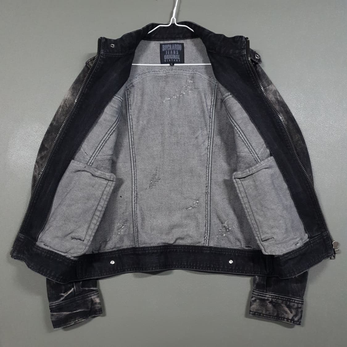 XL) 버커루 진스 오리지널 웨스턴 워싱 흑청 데님 트러커 집업 자켓 상품이미지6