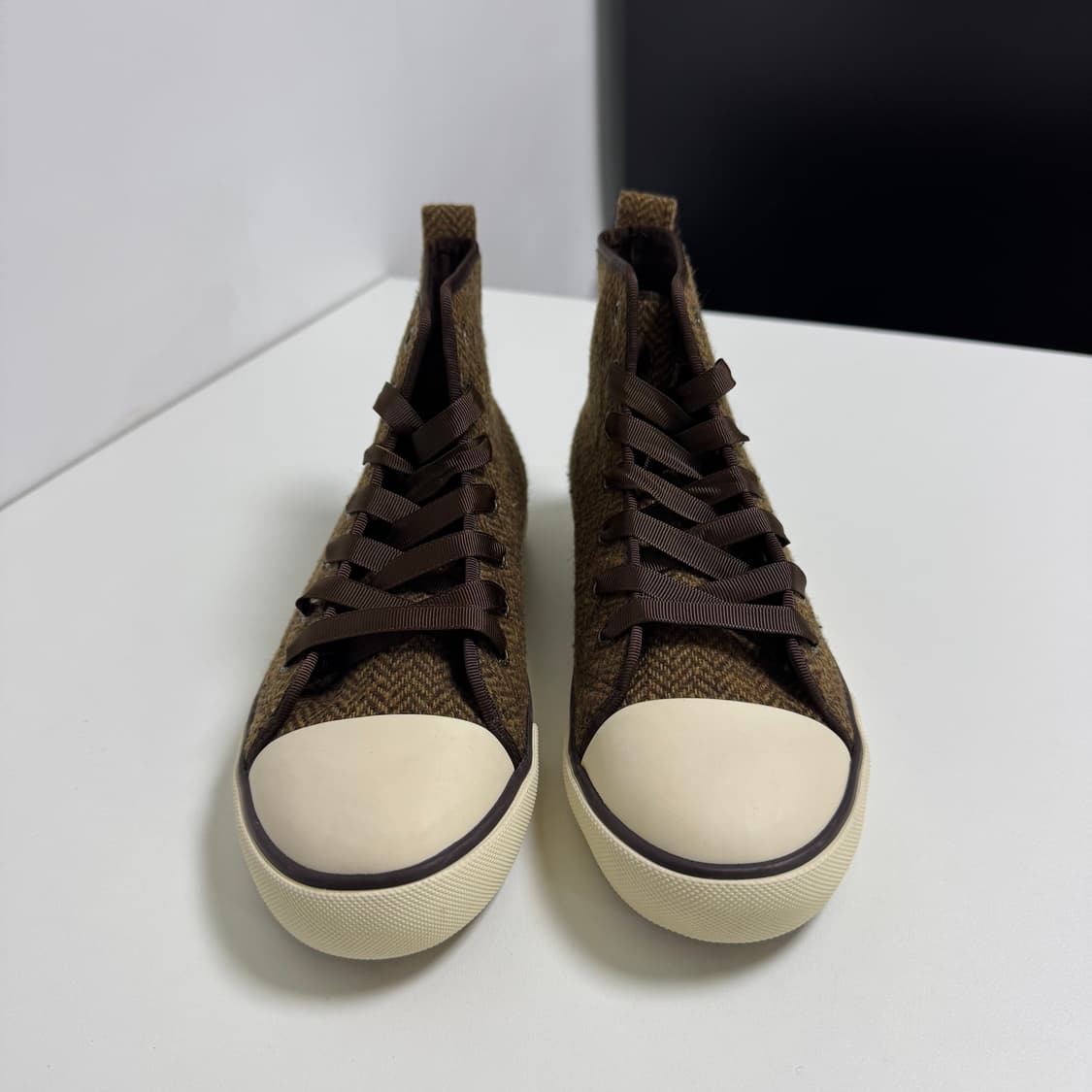 폴로랄프로렌 브라운 헤링본 하이탑 스니커즈 240 상품이미지1