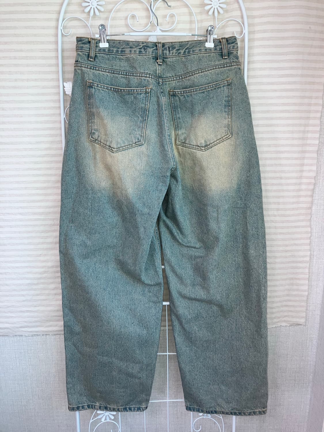 빈티지 연청 워싱 데님 팬츠 y2k 스트릿 갸루 펑키476 상품이미지2