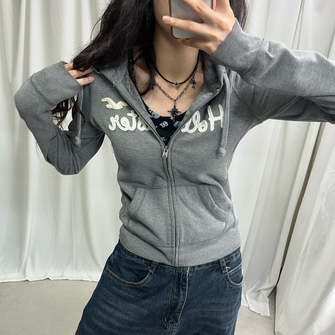 Hollister gray hood zip-up 상품이미지3
