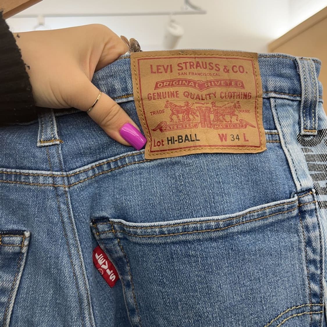 리바이스 HI-BALL 레트로 사이드로고 데님팬츠 34인치 C07143 상품이미지5