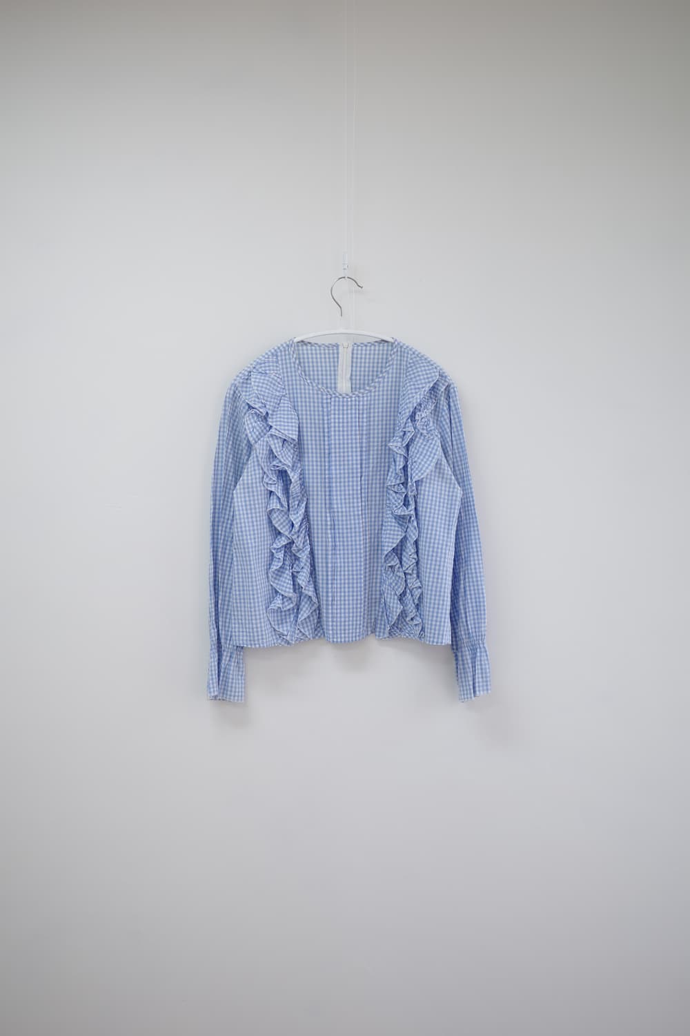  Sky blue checked blouse 상품이미지4