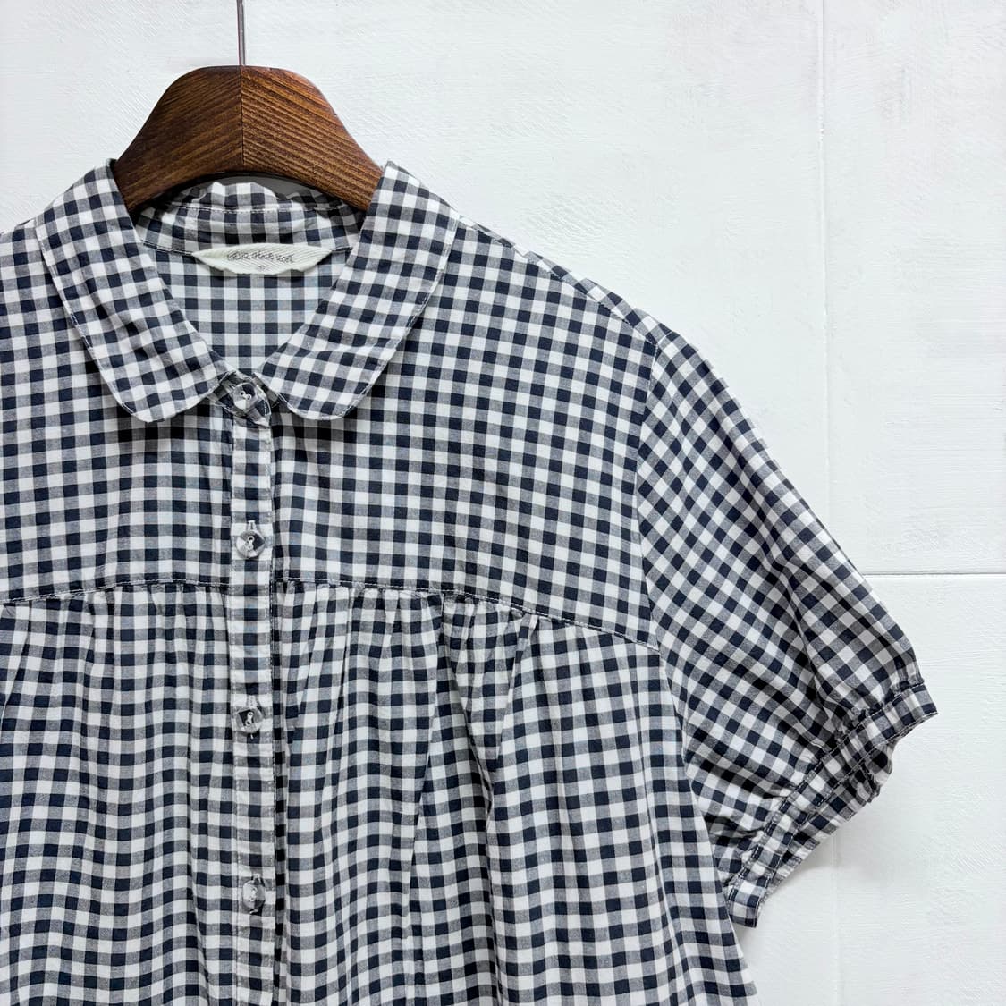 깅엄체크 자수 러블리 하구미 모리걸 블라우스 JPN 상품이미지2