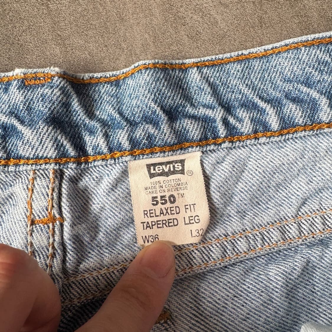 95년 생산 리바이스 550 데님 오렌지탭 팬츠  상품이미지4