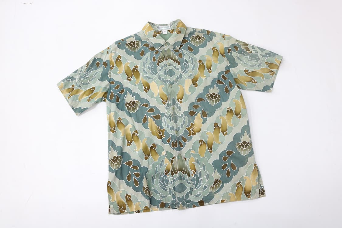 Batik Plentong 빈티지 인도네시아 바틱 패턴 반팔 셔츠 상품이미지2