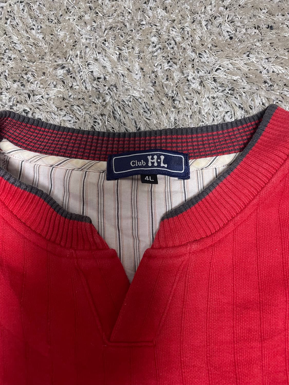 일본판 Club HL 레드 골지 긴팔 맨투맨 사이즈 110 상품이미지2