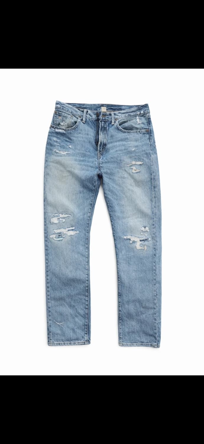 RRL 슬림핏 리페어 디스트로이드 데님 팬츠 32-32 상품이미지1