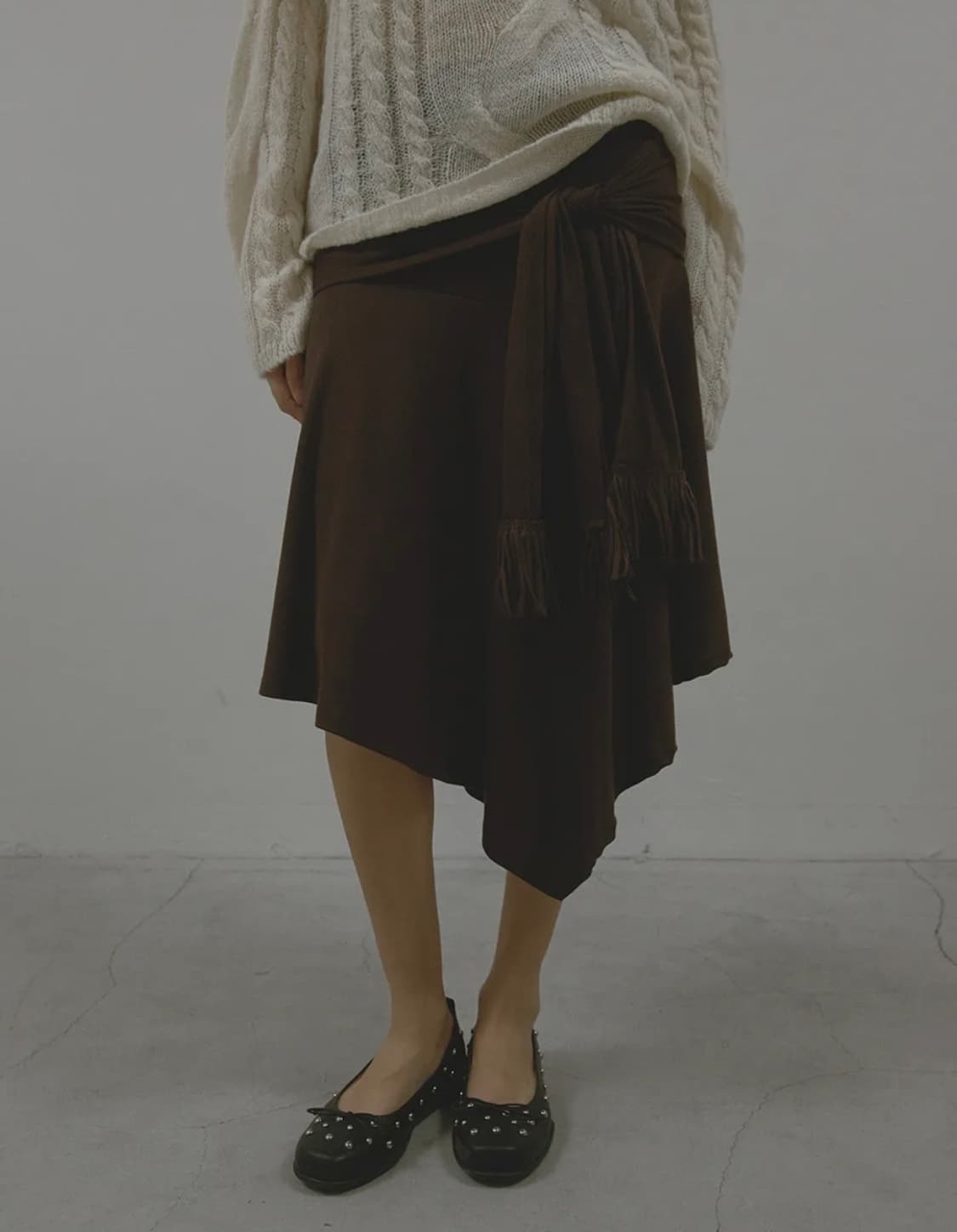 UNBALANCE HOOL SKIRT (BROWN)  상품이미지3