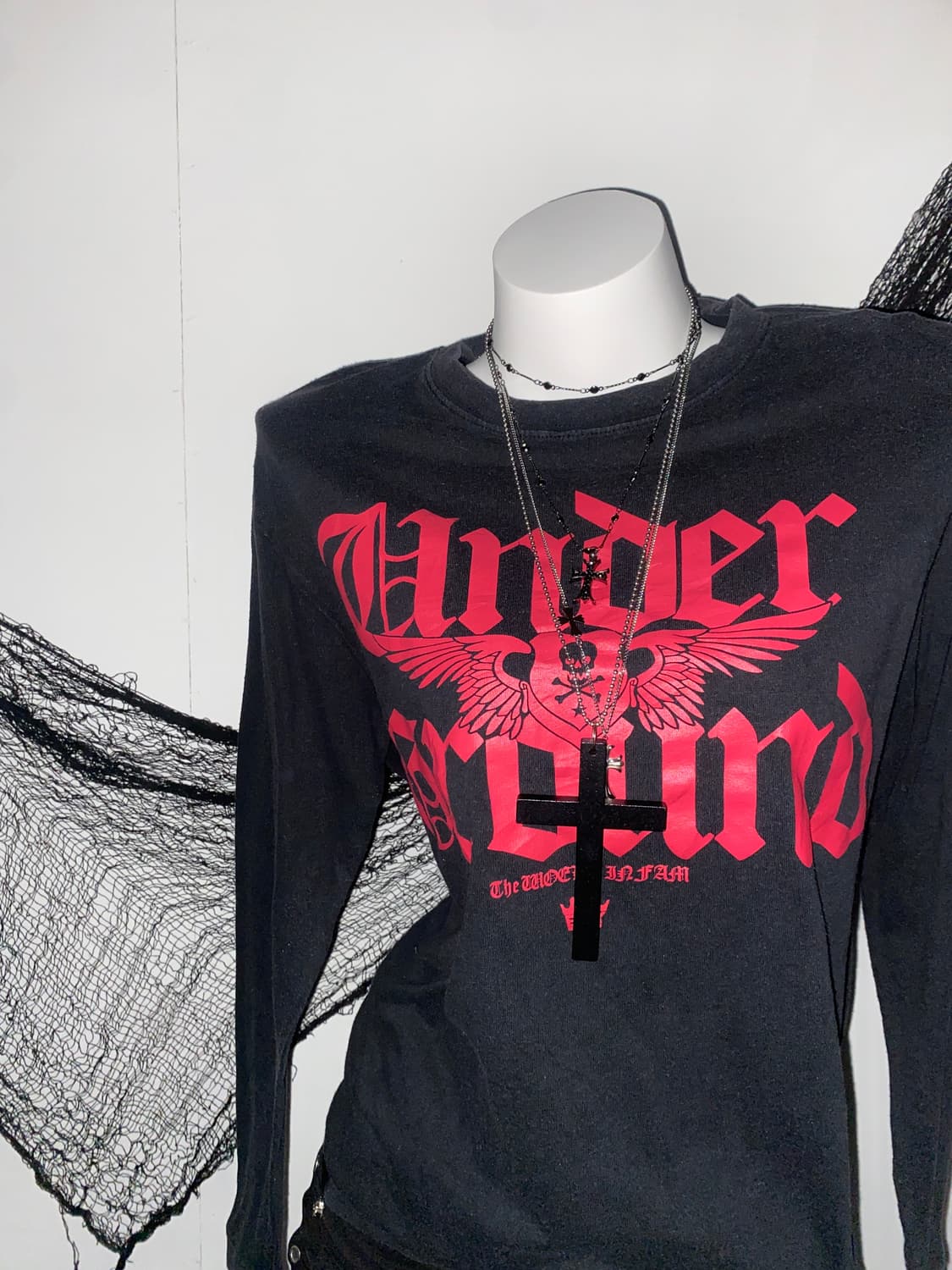 펑크 y2k 스컬 날개 롱슬리브 ໒꒱ 상품이미지2