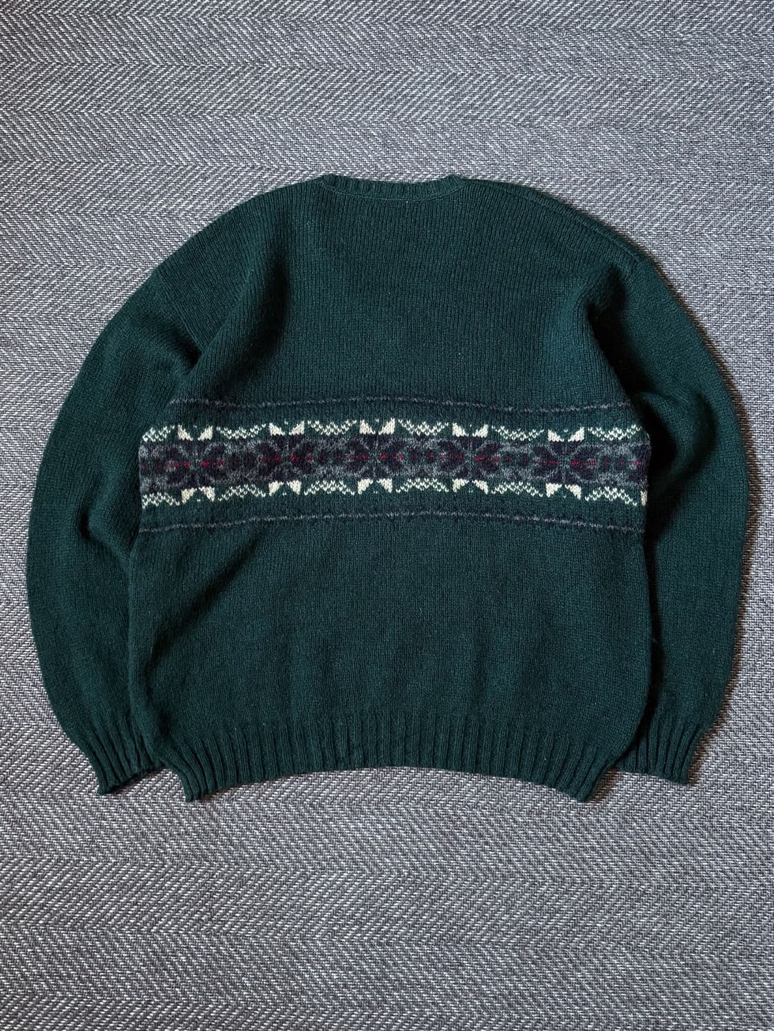 90s USA 에디바우어 브이넥 페어아일 울 스웨터 (105-110) 상품이미지5