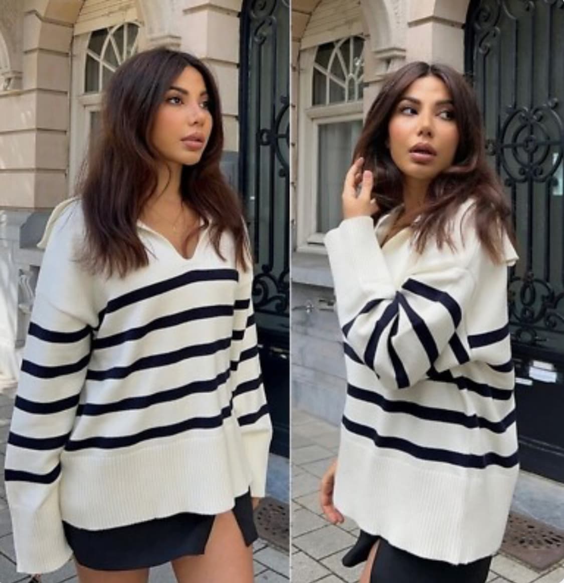 M) ZARA 자라 세일러 카라 니트 스웨터 상품이미지1