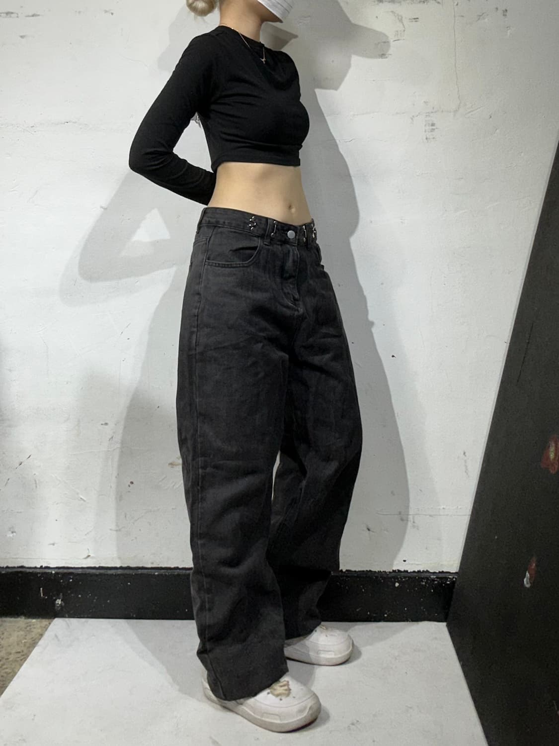 빈티지 흑청 와이드 데님 팬츠 M 상품이미지1