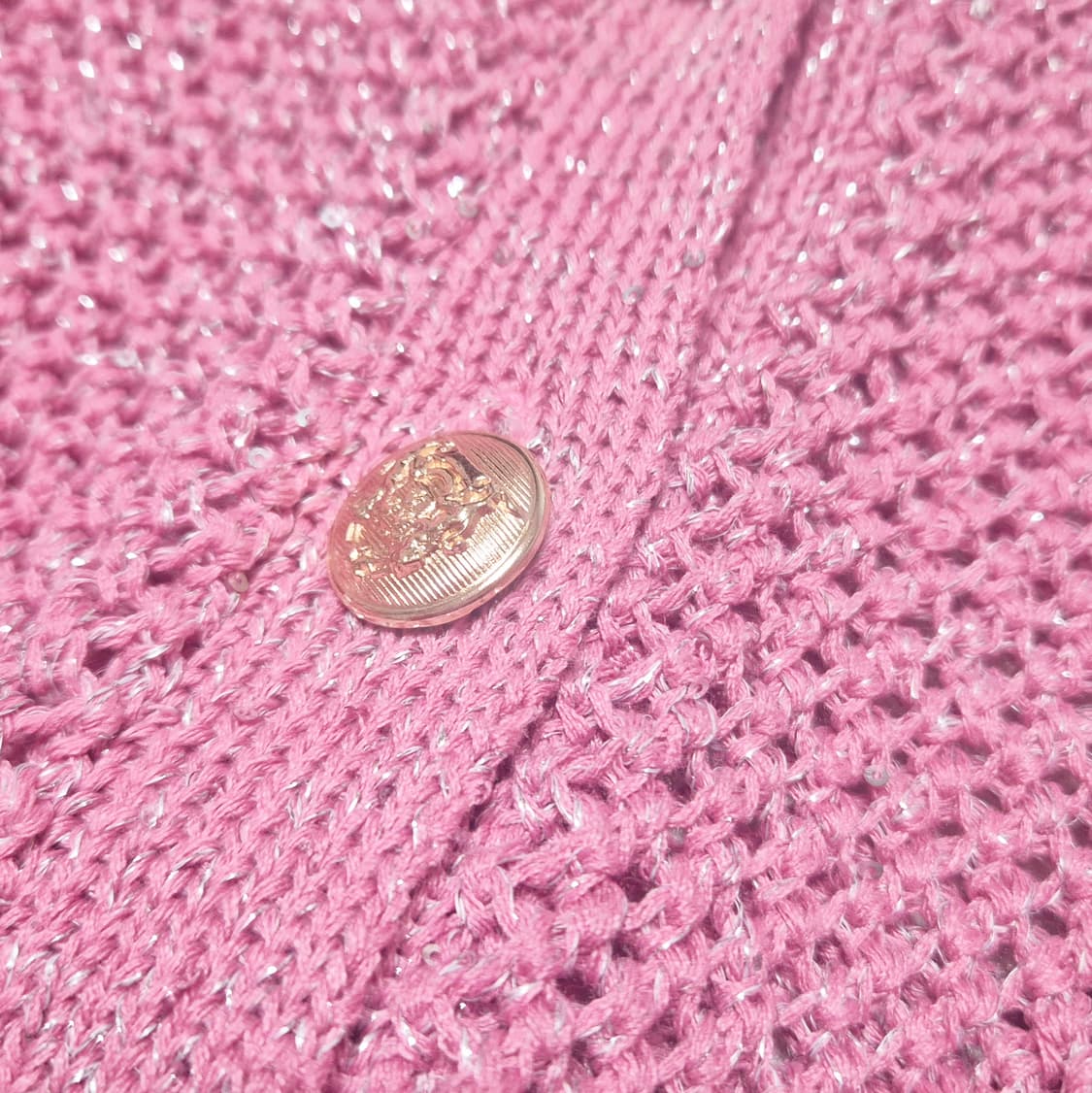갸루깔 금장 버튼 핑크 가디건 상품이미지3