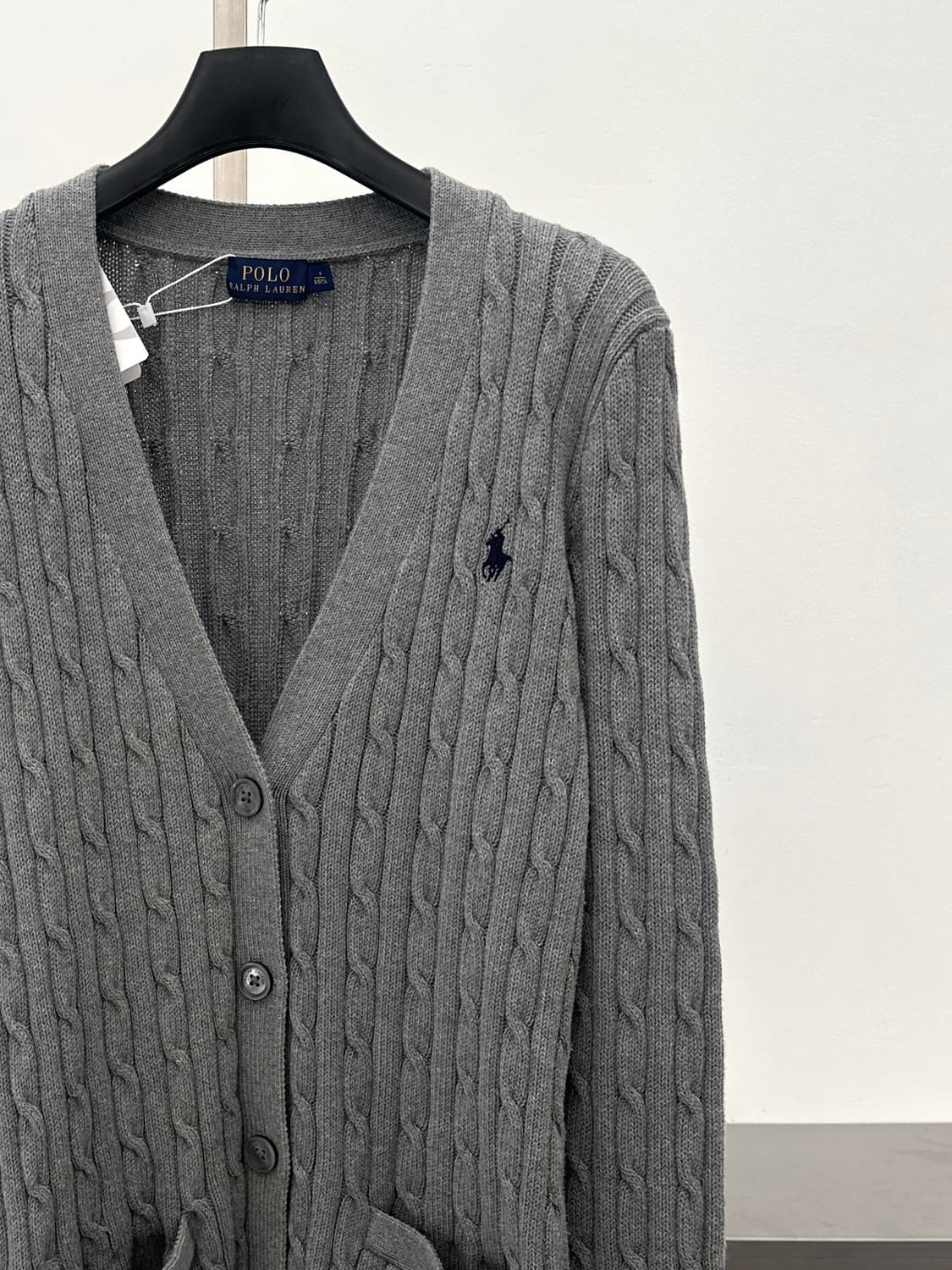 폴로 랄프로렌 그레이 V넥 케이블 니트 가디건   상품이미지4