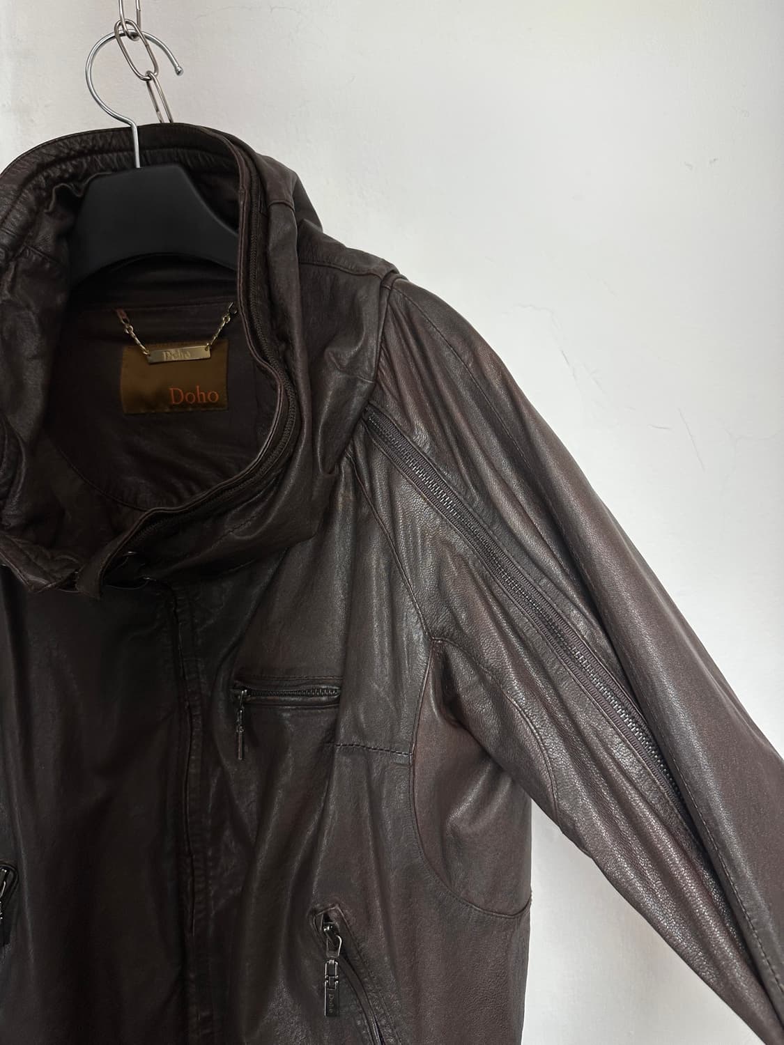 2000s Draped High Neck Lambskin Jacket   상품이미지7