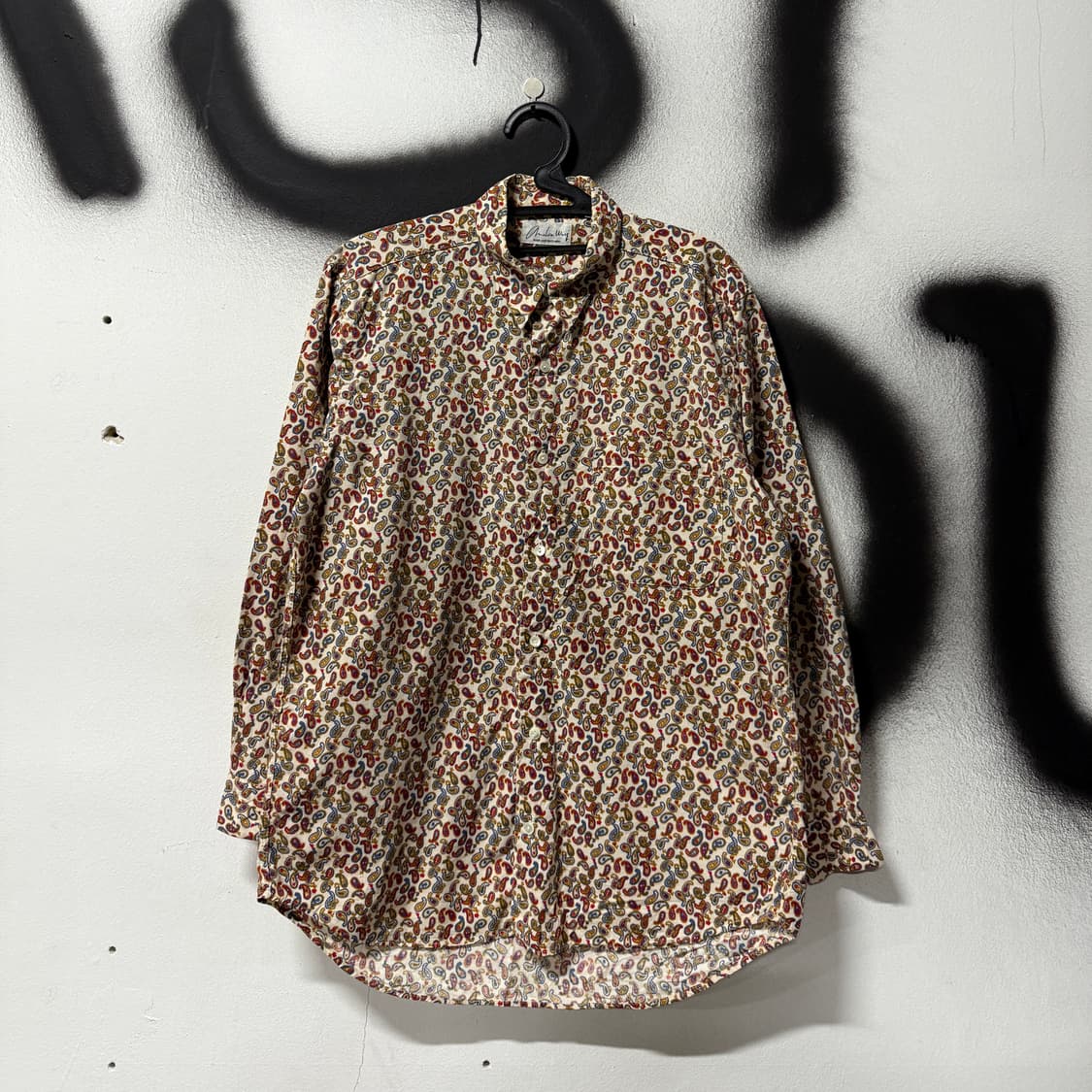 VTG 빈티지 페이즐리 풀 패턴 원 포켓 코튼 긴팔 셔츠 상품이미지1