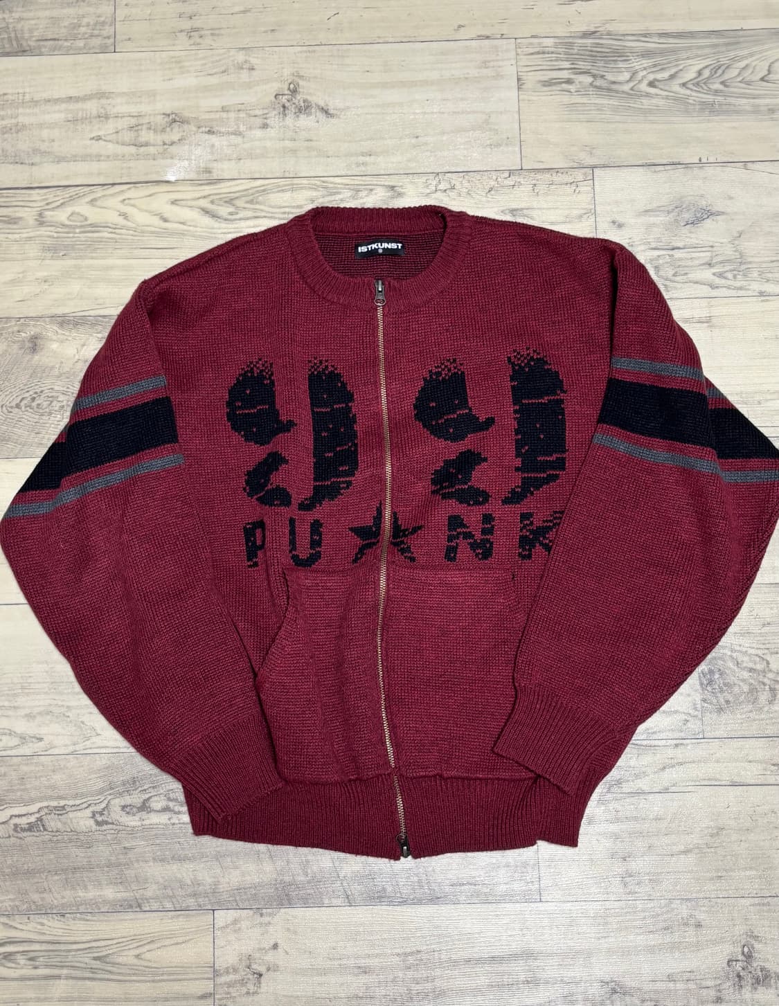 이스트쿤스트 99 펑크 집업 니트 버건디 M 상품이미지2