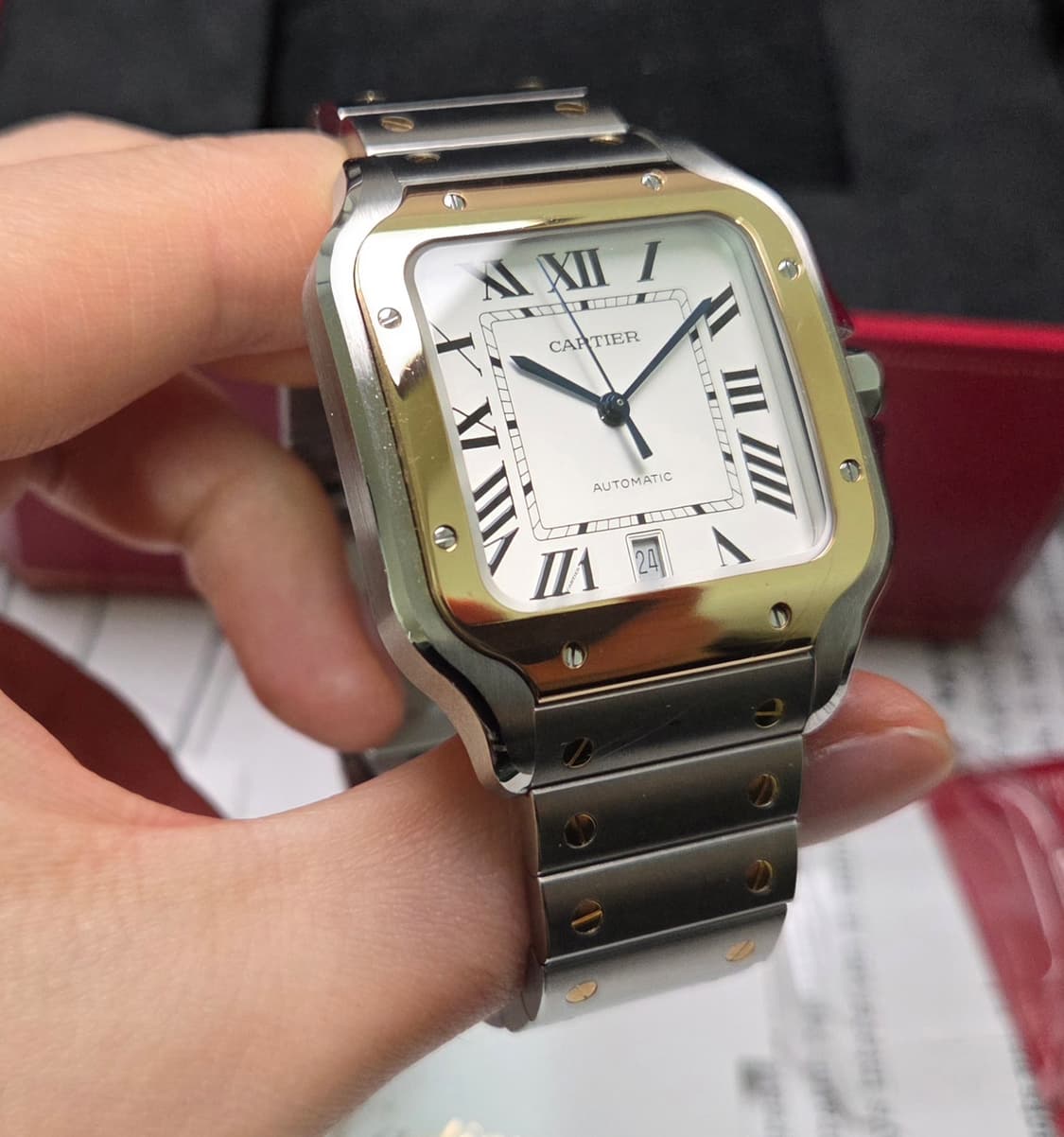 까르띠에 산토스 신형 18k콤비 라지 오토매틱 풀셋 
 상품이미지2