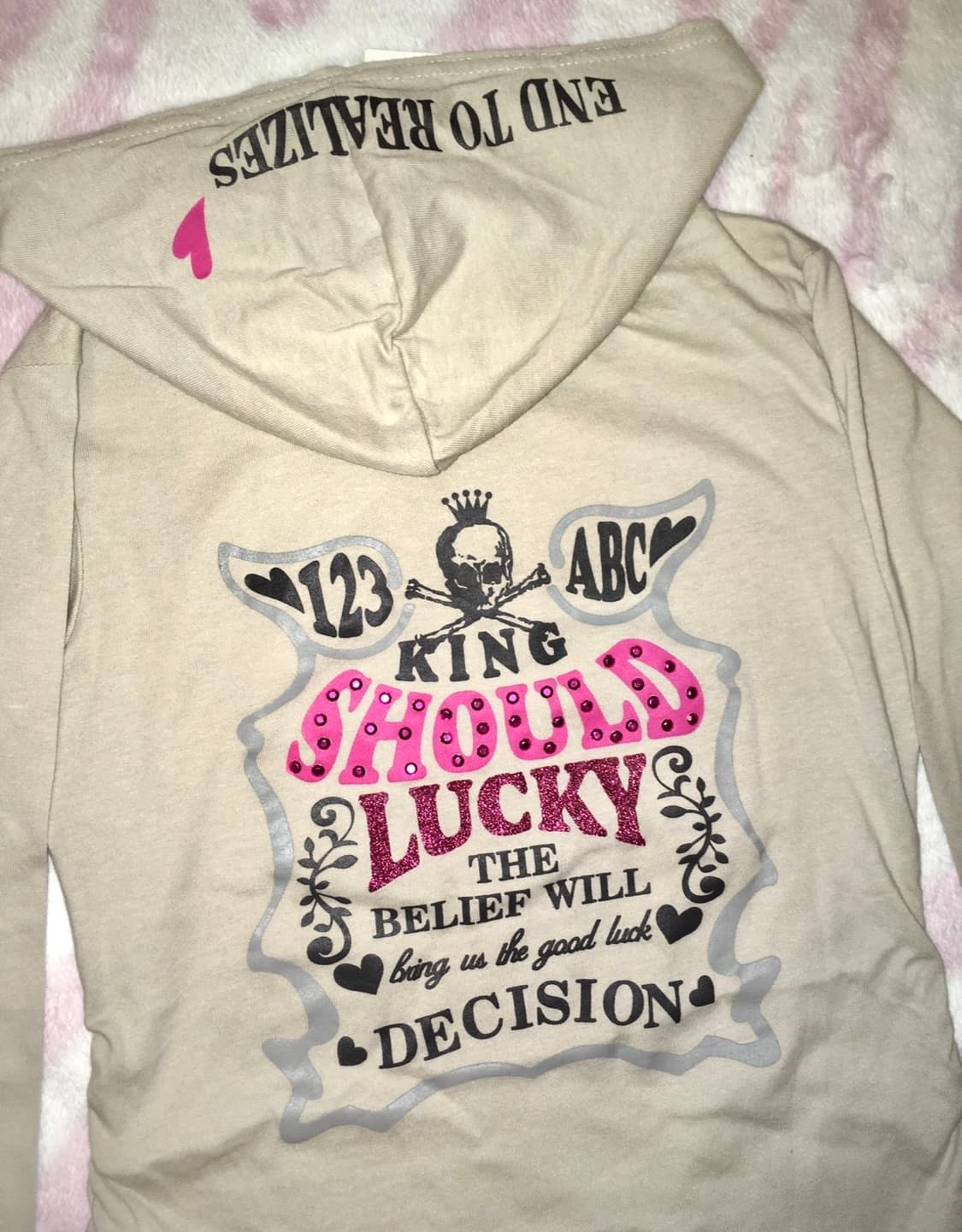 헤이세이 Y2K 레오파드 큐빅 레터링 후드티 갸루 상품이미지4