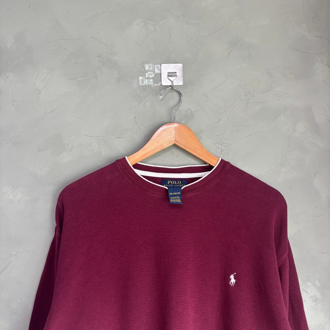 폴로 랄프로렌 와플 롱슬리브 버건디 상품이미지2