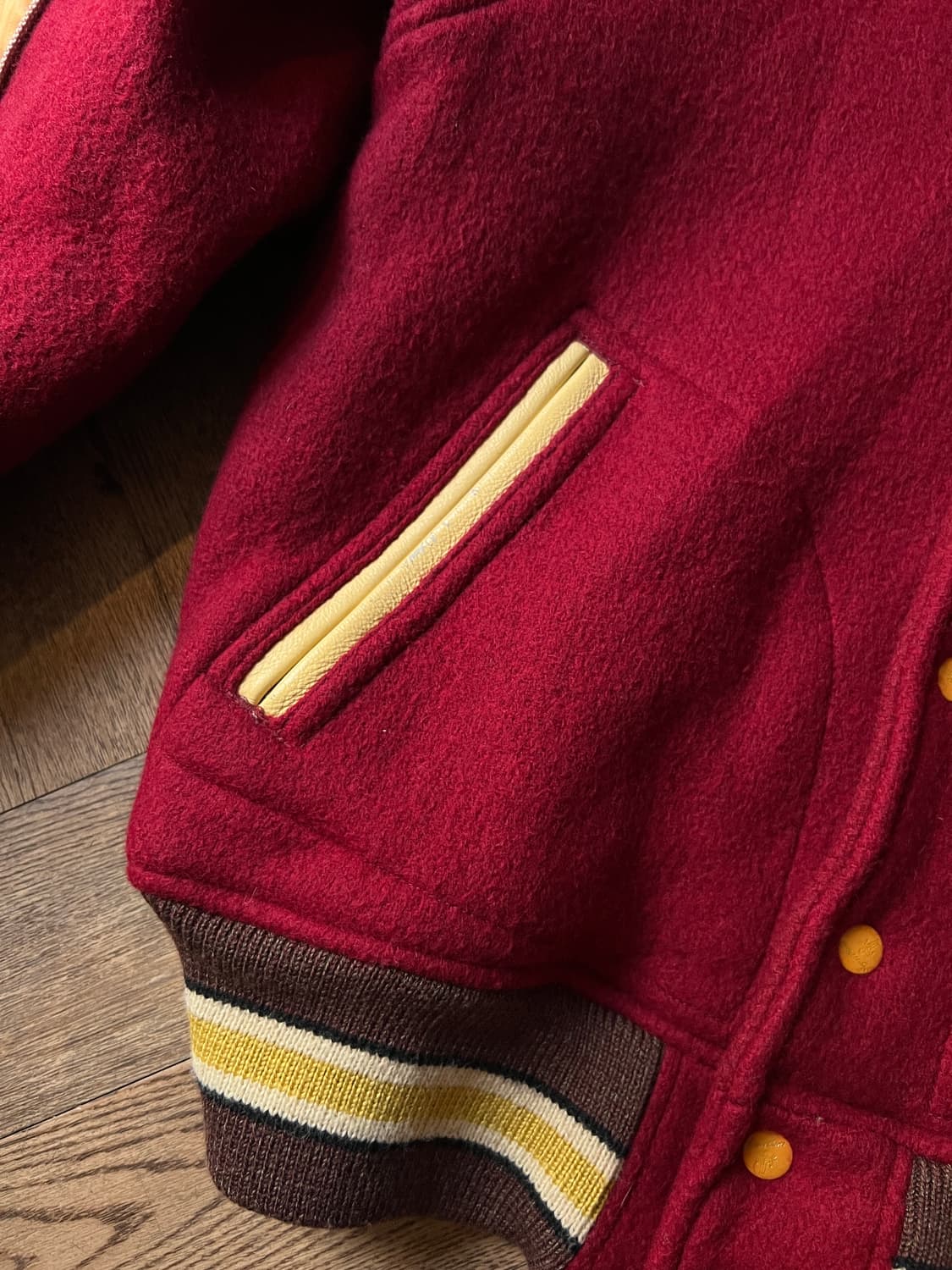 [38R]슈가케인 스타일아이즈 빈티지 레드 울 바시티 자켓 상품이미지4