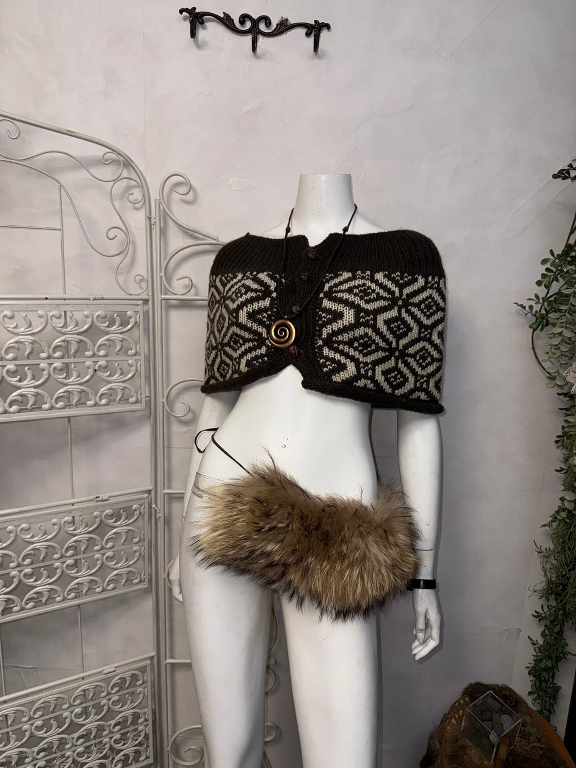 Brown geometric wool warmer/skirt 상품이미지4