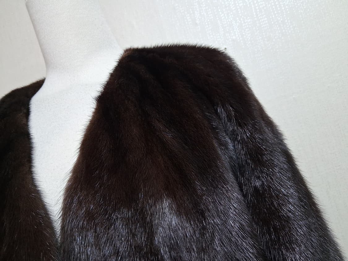 일본구제 ROTINY 밍크하프쟈켓 밍크코트 짙은브라운 검정섞인 66까지 상품이미지4