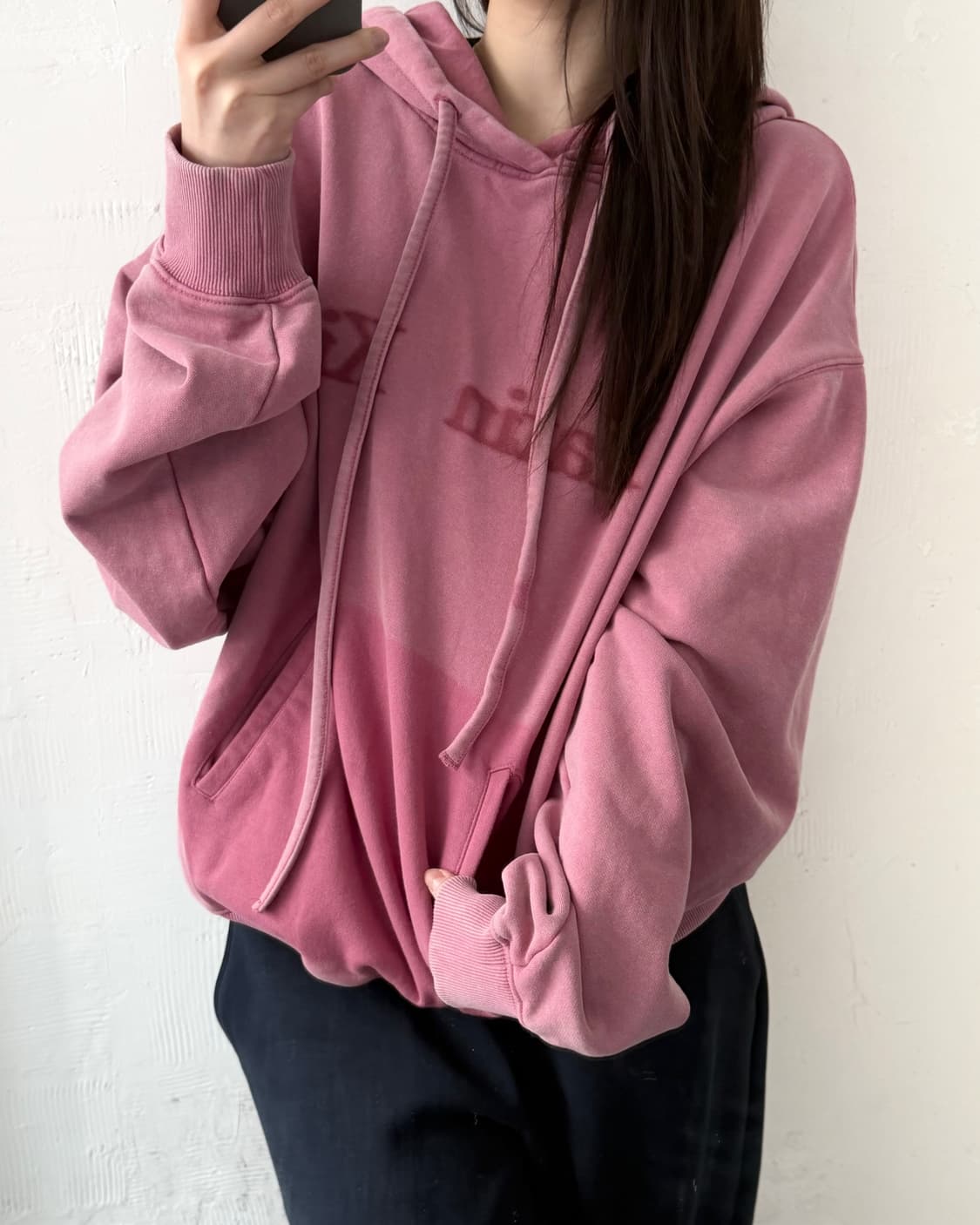 Matin Kim 마뗑킴 피그먼트 핑크 후드티 상품이미지2