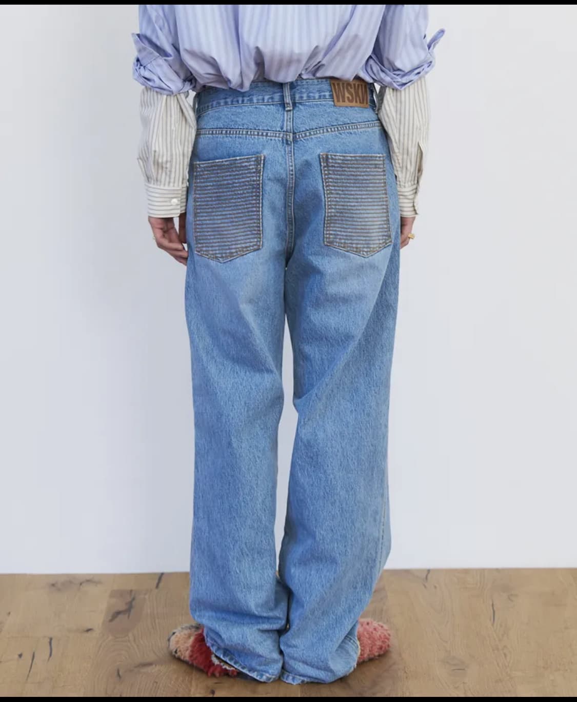 웨스켄 Embroidered Pocket Jeans (Blue) 상품이미지3