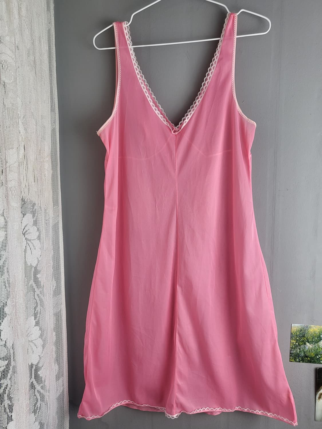B급 빈티지 비비드 코랄 핑크 슬립 원피스 상품이미지2