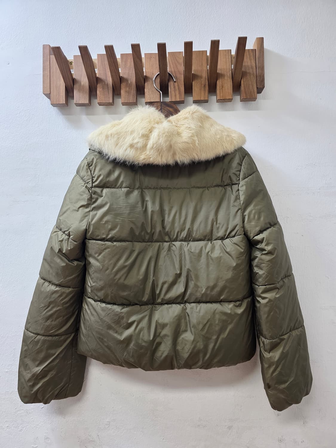 일본빈티지 카키 퍼 카라 숏패딩 상품이미지5