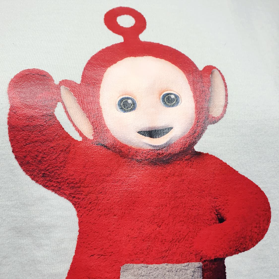 라퍼 배색 투톤 링거 레드 텔레토비 뽀 캐릭터 그래픽 프린팅 반팔티셔츠 상품이미지4