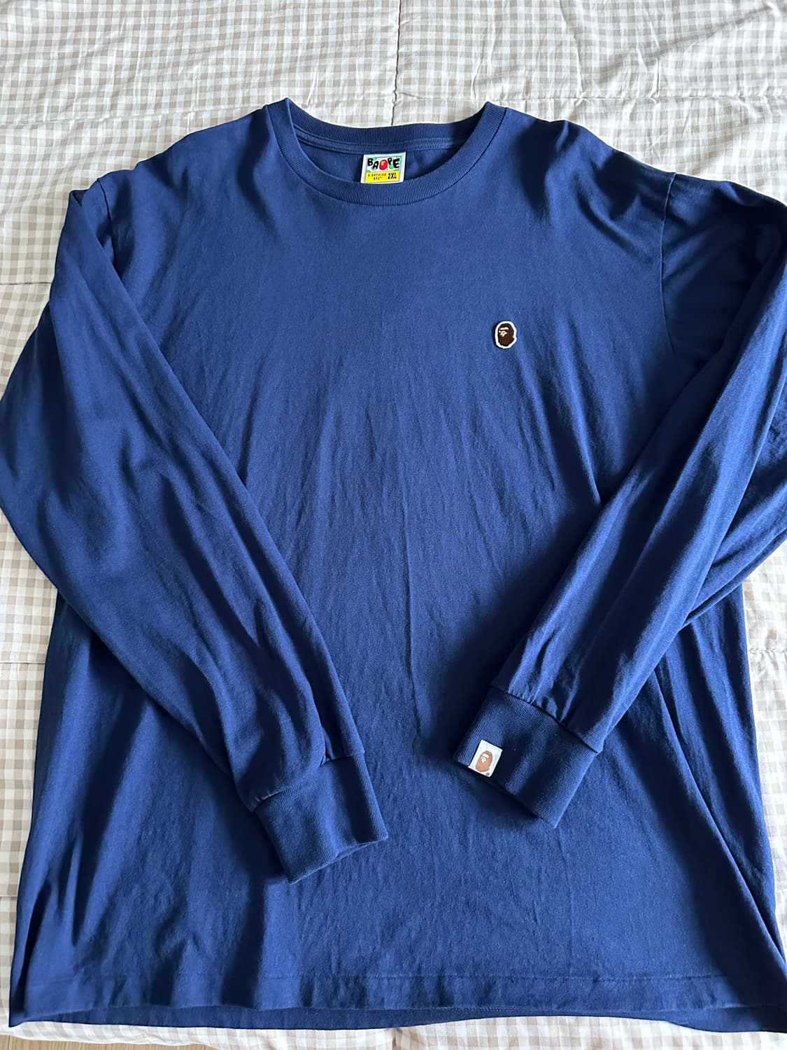 2XL 베이프 사루 롱슬리브 블루 네이비 상품이미지2