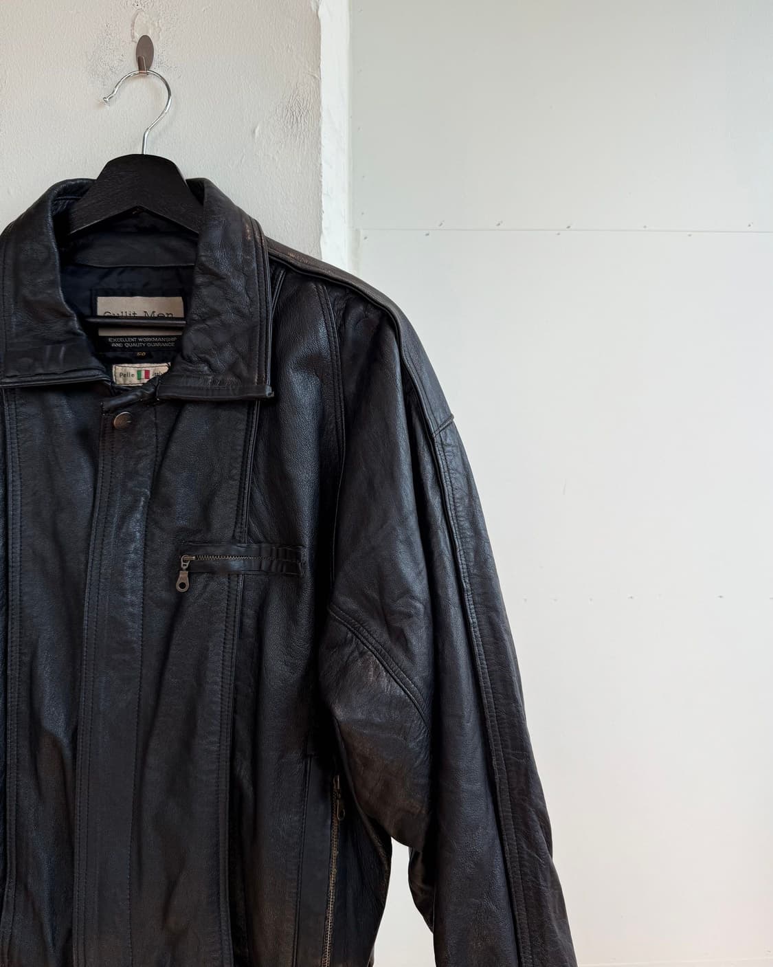 걸릿 맨 블랙 카우하인드 레더 자켓  상품이미지5