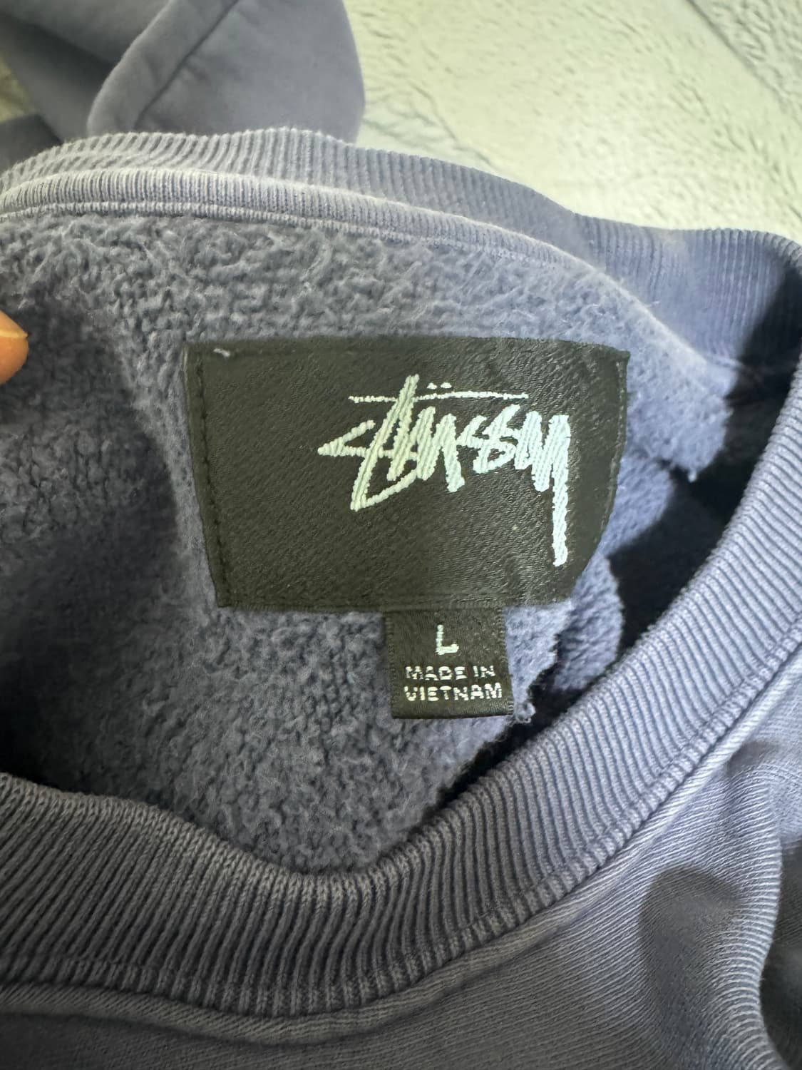 stussy 스투시 바시티 오버사이즈 크루넥 워시드 블루 L 상품이미지3