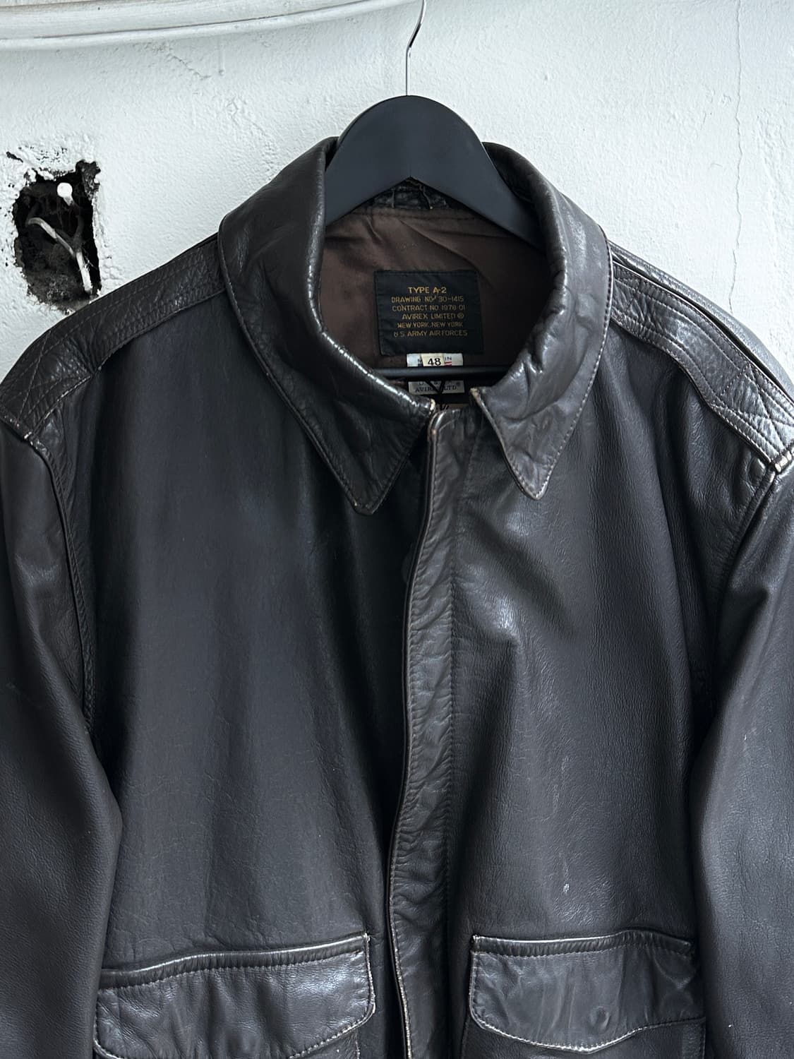 80's USA Made 아비렉스 A2 레더 봄버 자켓 고트스킨 상품이미지5