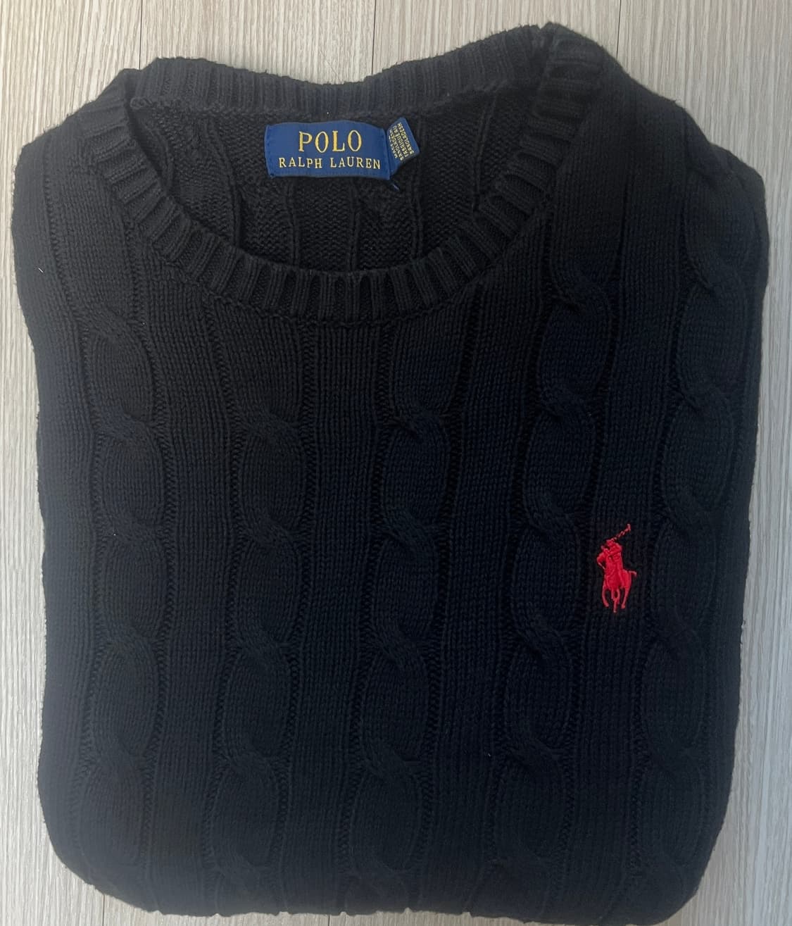 폴로 케이블 니트 블랙 L 상품이미지1