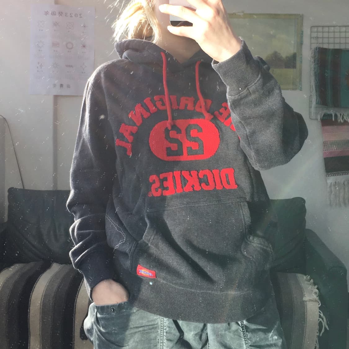 투티/0220 디키즈 스포티 그레이 후드티 패치 로고 상품이미지2