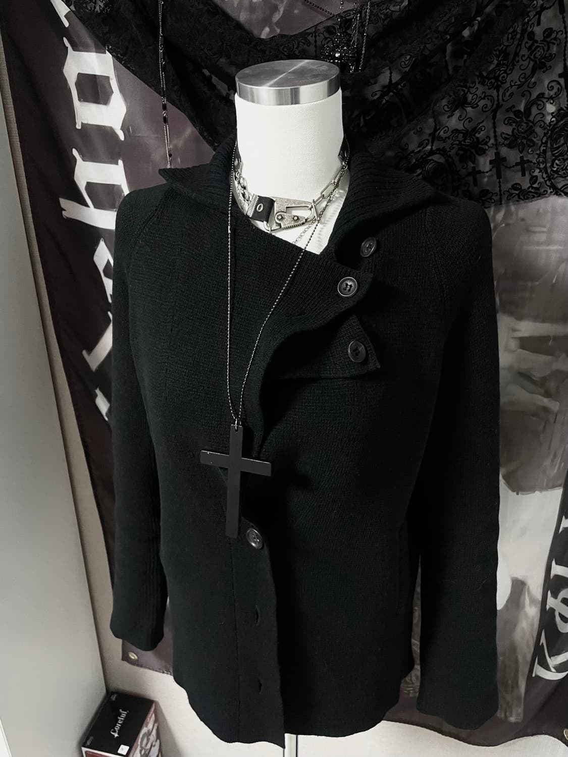 시스템 비대칭사선버튼울가디건 무채색아카이브요지꼼데캐피탈st 유니섹스 상품이미지4