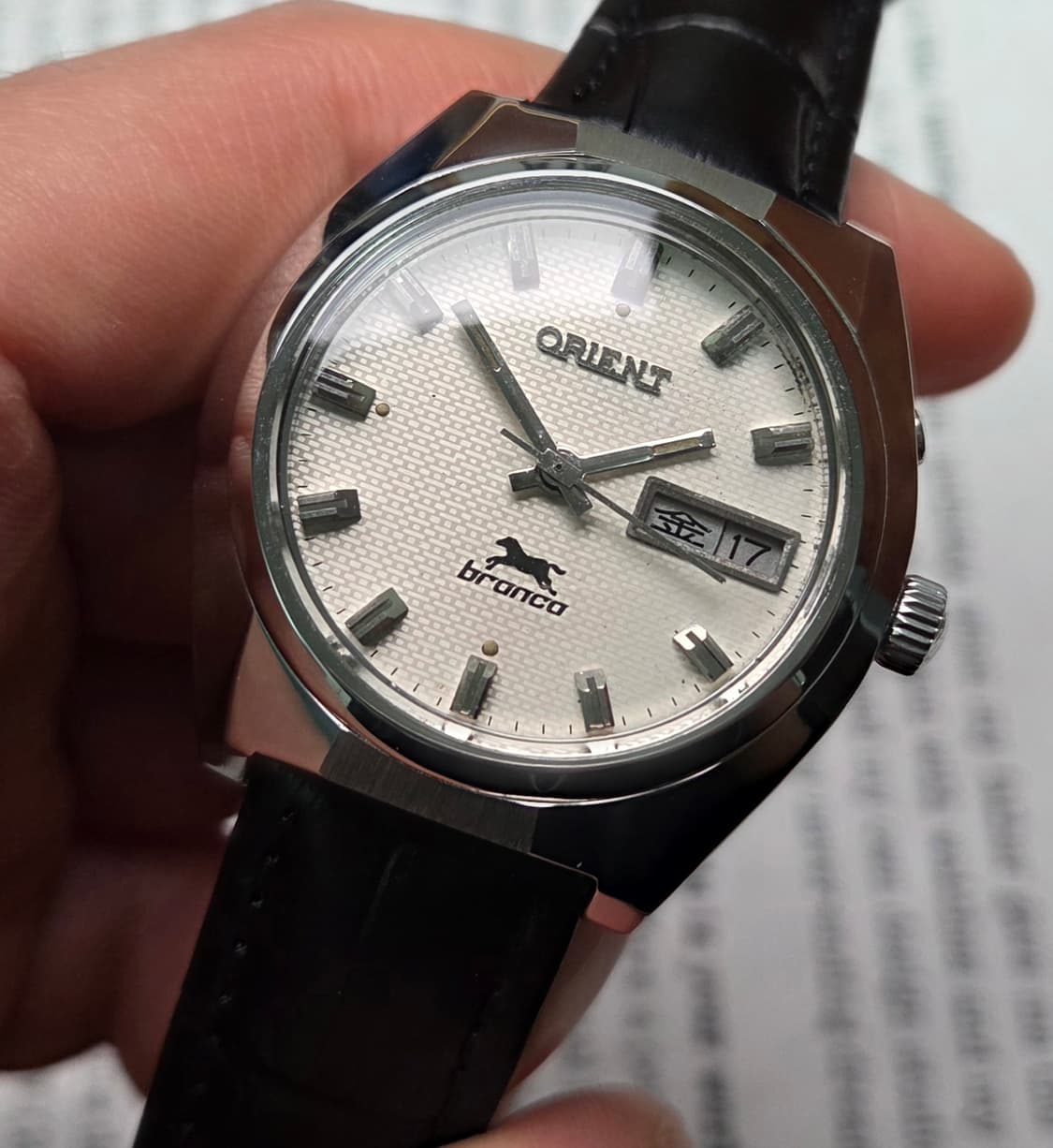 레어] 빈티지 오리엔트 브롱코 입체다이얼 한자 데이데이트 수동 메커니컬 상품이미지5