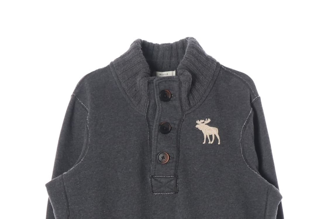 아베크롬비 머슬핏 헨리넥 버튼 기모 맨투맨 M 상품이미지3