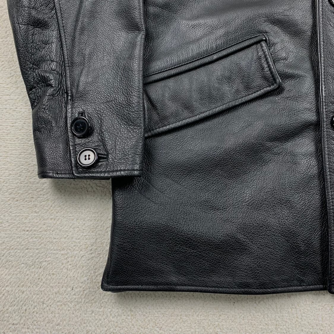 빈티지 리얼 레더 카 코트 블랙 상품이미지3