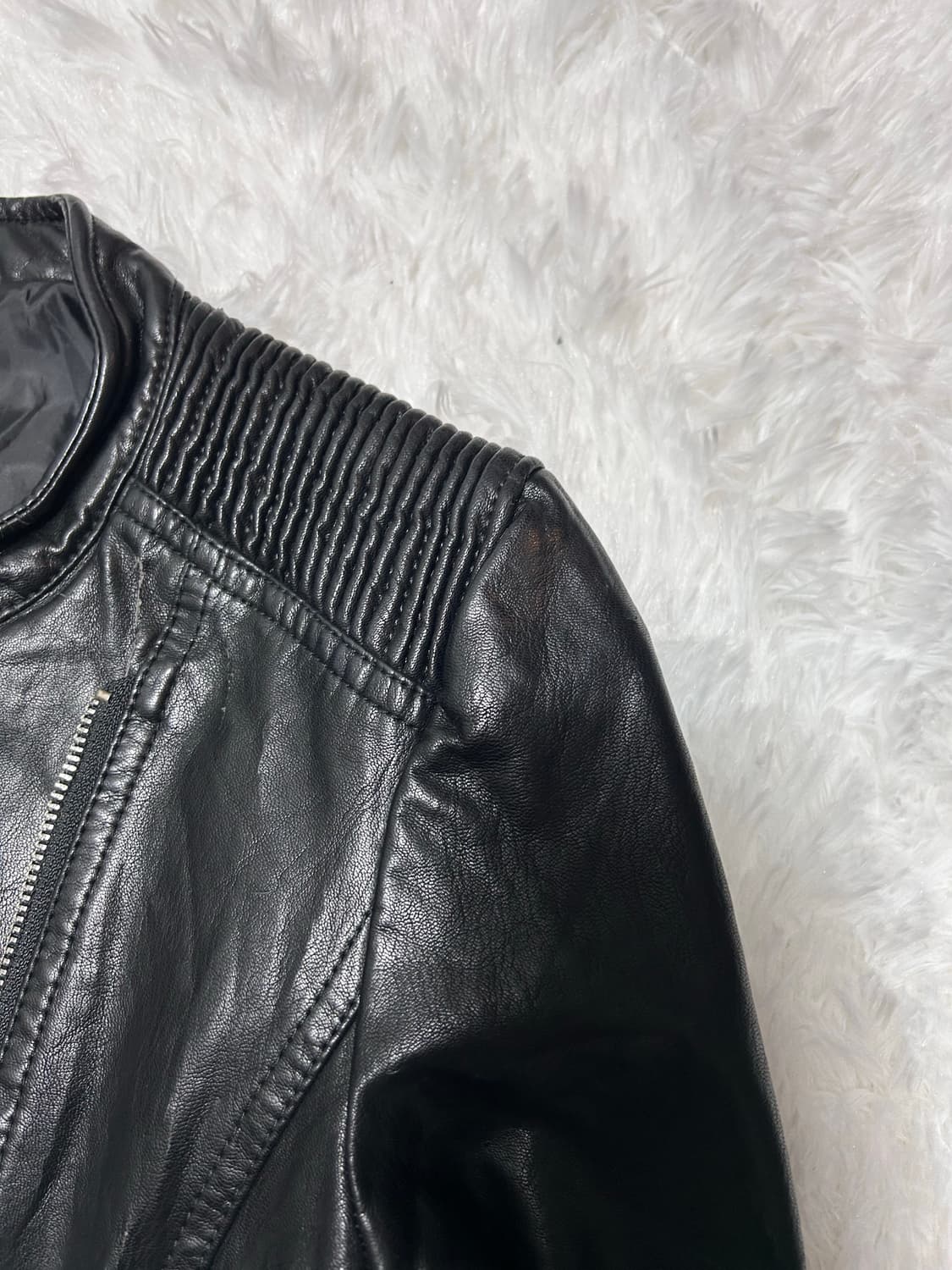 zipper detailed black rider jacket 상품이미지4