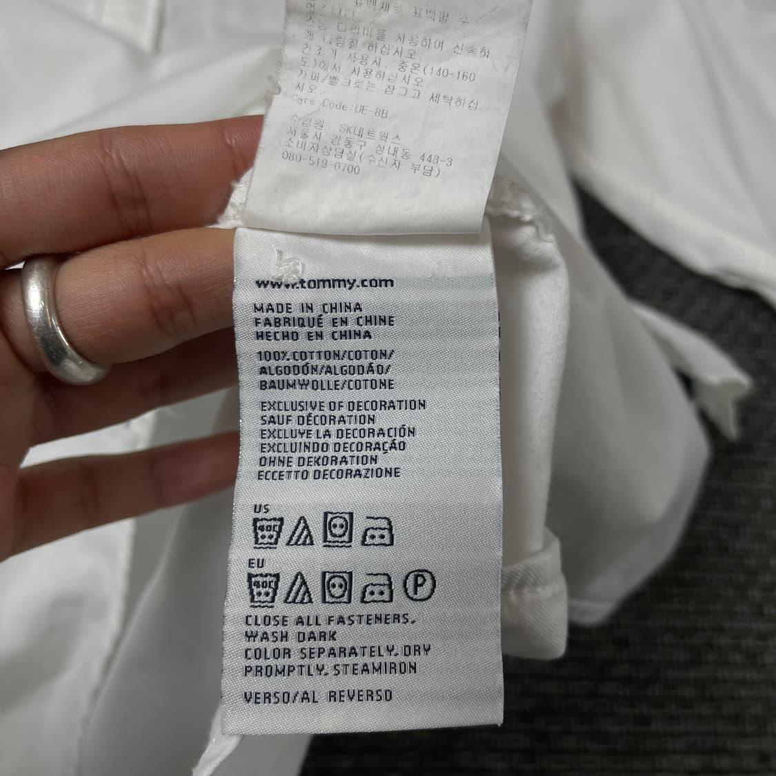 타미힐피거 화이트 미니로고 긴팔 셔츠 슬림핏 L 상품이미지7