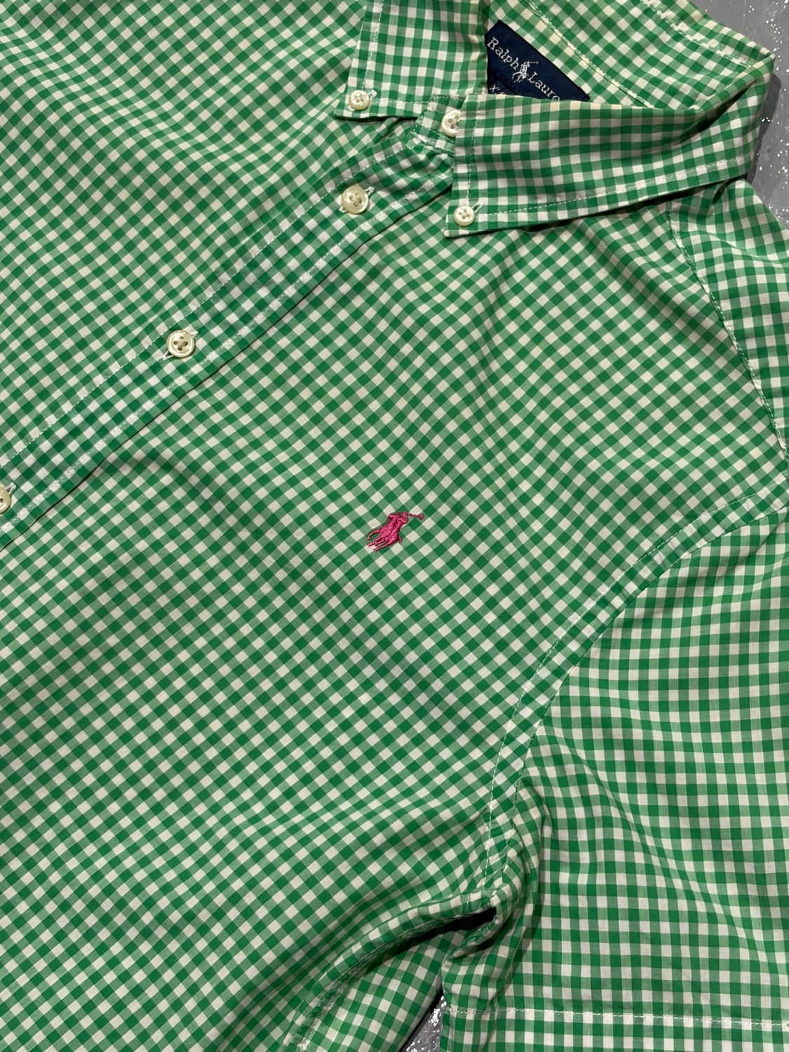 폴로 랄프로렌(PoloRalphLauren) 그린 깅엄 체크 반팔 셔츠 상품이미지5