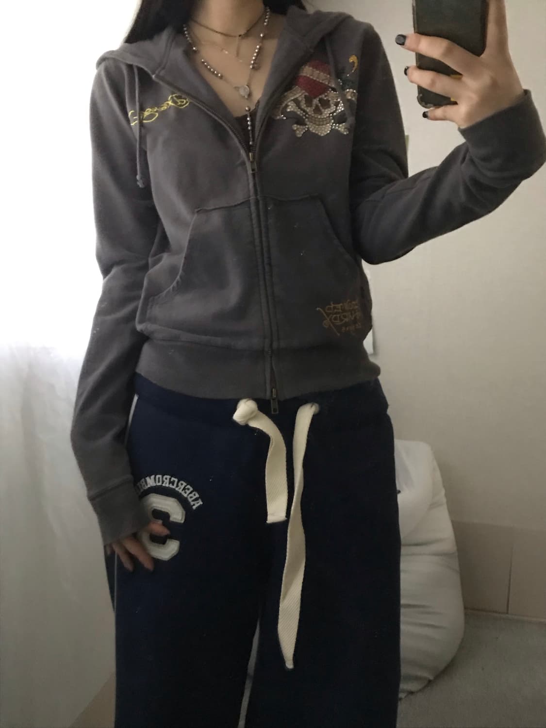 에드하디 그레이 스컬 큐빅 투웨이 후드집업 상품이미지2